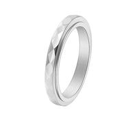 OAKKY Men's Stainless Steel 3MM Domed Plain Thin Stackable Rhombic Cut Rotatable Biker Pinky Ring Anxiety Fidget Wedding Band Silver Size N 1/2