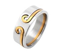 OAKKY Men's Stainless Steel 8MM Vintage Sun Wukong Monkey King Golden Hoop Amulet Ring, Metal, metal