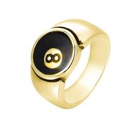 OAKKY Men's Stainless Steel Billiard 8 Ball Signet Lucky Gothic Biker Ring, Metal, metal