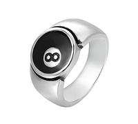 OAKKY Men's Stainless Steel Billiard 8 Ball Signet Lucky Gothic Biker Ring, Metal, metal