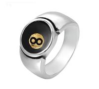 OAKKY Men's Stainless Steel Billiard 8 Ball Signet Lucky Gothic Biker Ring, Metal, metal