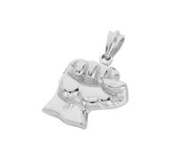 OAKKY Men's Stainless Steel Domineering Hip Hop Cool Skull Hands Gothic Clenched Fist Boxing Power Biker Pendant Necklace Silver with Chain