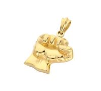 OAKKY Men's Stainless Steel Domineering Hip Hop Cool Skull Hands Gothic Clenched Fist Boxing Power Biker Pendant Necklace Gold No Chain