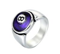 OAKKY Men's Stainless Steel Hip Hop Cool Rock Billiard Blue 8 Ball Signet Lucky Gothic Biker Ring Punk Competition Sports Silver Size U