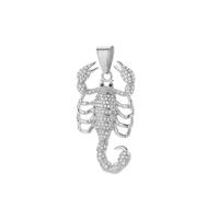 OAKKY Men's Stainless Steel Non-mainstream Hip Hop Cool Full Rhinestone Inlay Animal Scorpion with Cute Black CZ Eye Biker Pendant Necklace Silver No Chain