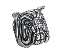 OAKKY Men's Stainless Steel Vintage Gothic Tribal Biker Arrogant Bully Bulldog Dog Head Skull Ring, Metal, metal