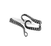 OAKKY Men's Stainless Steel Vintage Octopus Sea Monster Tentacles Open Adjustable Ring Sea Animal Squid Kraken Claw Silver Black Tone Size W