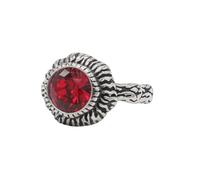 OAKKY Men's Stainless Steel Vintage Punk Flower Shaped Round Gemstone Inlay Signet Stackable Ring Statement Band Red Silver Size W