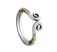OAKKY Men's Stainless Steel Vintage Sun Wukong Monkey King Golden Hoop Amulet Open Warp Ring, Metal, metal