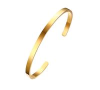 OAKKY Men's Women's 4MM Width Stainless Steel Opening Plain Bracelet Minimalist Simple Cuff Bangle Gold, 2.48"