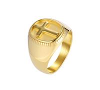 OAKKY Mens Womens Stainless Steel Cross Ring Oval Frame Minimalist Personality Religion Statement Jewellery Gold Z+1