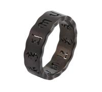 OAKKY Mens Womens Stainless Steel Hollow Ring Vintage Buddhist The Six Syllable Mantra Om Mani Padme Hum Scriptures Rings Band Black Size W
