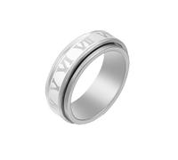 OAKKY Mens Womens Stainless Steel Roman Numerals Spinner Ring Personality 8mm Mood Fidget Anxiety Rotatable Rings Silver Size U