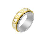 OAKKY Mens Womens Stainless Steel Roman Numerals Spinner Ring Personality 8mm Mood Fidget Anxiety Rotatable Rings Gold Size S