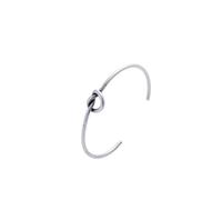 OAKKY Minimalist Love Knot Bracelet for Women Stainless Steel Geometric Lines Open Thin Commute Outfits Bangle Ancient Silver