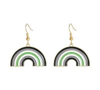 OAKKY Rainbow Arch Earrings Stainless Steel Drop for Women Pride | Gold Tone Semi-Circle Dangles, 6 Stripe Gay Pride Jewellery, Drop Earrings for Pride Parade, Love is Love Accessories for Her