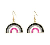 OAKKY Rainbow Arch Earrings Stainless Steel Drop for Women Pride | Gold Tone Semi-Circle Dangles, 6 Stripe Gay Pride Jewellery, Drop Earrings for Pride Parade, Love is Love Accessories for Her