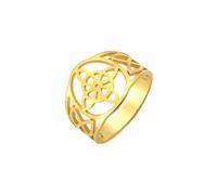 OAKKY Retro Palace Hollow Carving Ring for Women Stainless Steel Party Spotlight Elegant Band Gold Size P 1/2