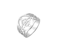 OAKKY Retro Palace Hollow Carving Ring for Women Stainless Steel Party Spotlight Elegant Band Silver Size P 1/2
