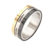OAKKY Rotating Calendar Ring Unisex Titanium Steel Minimalist Industrial Roman Numeral Time Spinner Band Size U