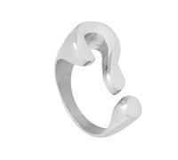 OAKKY Size N 1/2 Rings for Women Question Mark Open Ring Stackable Stainless Steel Statement Jewellery Silver