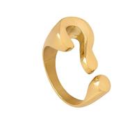 OAKKY Size N 1/2 Rings for Women Question Mark Open Ring Stackable Stainless Steel Statement Jewellery Gold