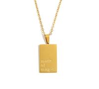 OAKKY Stackable Sentimental Necklaces for Women with Inspirational Phrases Gold Stainless Steel Rectangle Pendant Jewellery Words made of magic