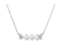 OAKKY Stainless Steel Hip Hop Dainty Elegant Butterfly Wings Angel Number Pendant Necklace for Women's Choker Chain Numerology Jewellery Silver 444