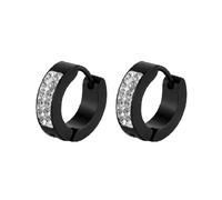 OAKKY Stainless Steel Hoops Earrings with Cubic Zirconia Sparkling Elegant Dainty Jewellery for Men Women Black