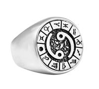 OAKKY Stainless Steel Simple 12 Constellation Zodiac Sign Horoscope Astrology Metal Ring Unisex