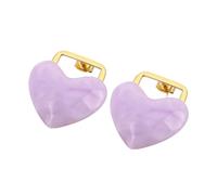 OAKKY Sweet Gradient Heart Stud for Women Stainless Steel French Retro Summer Vacation Earrings Violet