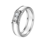 OAKKY Unisex Ceramic Unique Novelty 5MM 2 X Shaped Micro-pavé Rhinestone 4 Dragon Claw 2 Crystal Ring Engagement Wedding Band White Size U