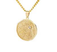 OAKKY Unisex Copper Simple Abstract Unique 12 Constellations Zodiac Sign Special Pattern Crystal Inlay Pendant Horoscope Necklace Leo