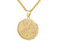 OAKKY Unisex Copper Simple Abstract Unique 12 Constellations Zodiac Sign Special Pattern Crystal Inlay Pendant Horoscope Necklace Capricorn