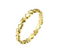 OAKKY Unisex Stainless Steel 3mm Love Heart Shape Splicing Stackable Finger Ring Endless Love Linked Tail Eternity Wedding Band Gold Size W