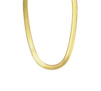 OAKKY Unisex Stainless Steel 4MM Delicate Dainty Hip Hop Rock Blade Shape Flat Herringbone Snake Choker Chain Necklace Gold 21.6"