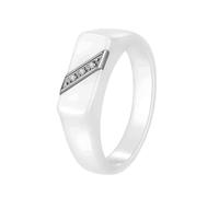 OAKKY Unisex Stainless Steel 5MM Simple Classic Square Cut Beveled Edge Micro-paved Zirconia Plain Couple Ring Wedding Bands White Size L 1/2