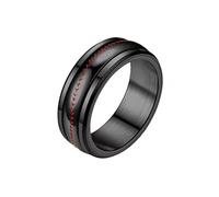 OAKKY Unisex Stainless Steel 8mm Simple Personality Baseball Pattern Rotatable Fidget Ring Domed Style, Metal, metal
