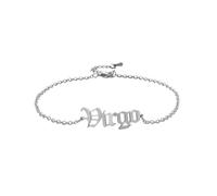 OAKKY Unisex Stainless Steel Dainty Elegant 12 Constellations Zodiac Sign Amulet Lucky Bracelet in English Letter Adjustable Chain Silver Virgo