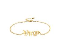 OAKKY Unisex Stainless Steel Dainty Elegant 12 Constellations Zodiac Sign Amulet Lucky Bracelet in English Letter Adjustable Chain Gold Virgo