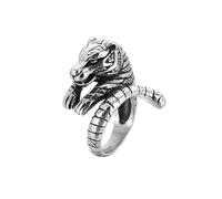 OAKKY Unisex Stainless Steel Domineering Vintage Cute Tribal Animal Tiger Lying Down Chinese Zodiac Biker Ring Gothic Punk Style Silver Size W