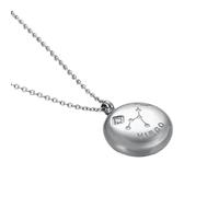 OAKKY Unisex Stainless Steel Hip Hop 12 Constellations Zodiac Star Sign with Crystal Pendant Round Astrology Horoscope Necklace Silver Virgo