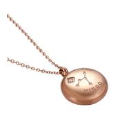 OAKKY Unisex Stainless Steel Hip Hop 12 Constellations Zodiac Star Sign with Crystal Pendant Round Astrology Horoscope Necklace Rose Gold Virgo