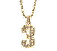OAKKY Unisex Stainless Steel Personality Classic Hip Hop Rock Iced Out Bling CZ 0-9 Angel Number Necklace Retro Roman Numerology Jewelry Gold 3