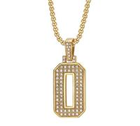 OAKKY Unisex Stainless Steel Personality Classic Hip Hop Rock Iced Out Bling CZ 0-9 Angel Number Necklace Retro Roman Numerology Jewelry Gold 0