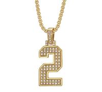 OAKKY Unisex Stainless Steel Personality Classic Hip Hop Rock Iced Out Bling CZ 0-9 Angel Number Necklace Retro Roman Numerology Jewelry Gold 2