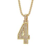 OAKKY Unisex Stainless Steel Personality Classic Hip Hop Rock Iced Out Bling CZ 0-9 Angel Number Necklace Retro Roman Numerology Jewelry Gold 4