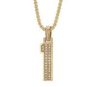 OAKKY Unisex Stainless Steel Personality Classic Hip Hop Rock Iced Out Bling CZ 0-9 Angel Number Necklace Retro Roman Numerology Jewelry Gold 1