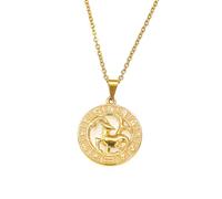OAKKY Unisex Stainless Steel Vintage Round Hollow Hip Hop Cool 12 Constellations Zodiac Sign Icons Symbols Biker Pendant Horoscope Astrology Necklace Capricorn