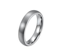 OAKKY Unisex Tungsten Steel 4MM Personality Simple Classic Dome Matte Finished Brushed Biker Ring Couple Wedding Bands Silver Size P 1/2